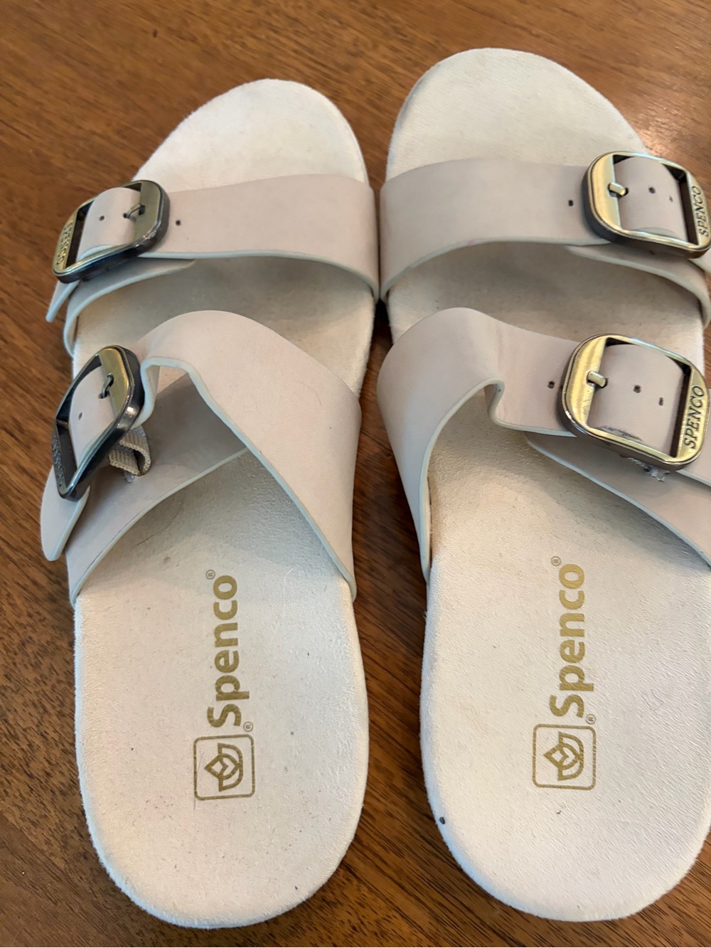 Spenco Women's Adjustable Double-Buckle Sandals in Light Beige